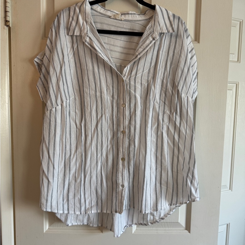 Eileen Fisher Striped Button-Up Shirt 2x